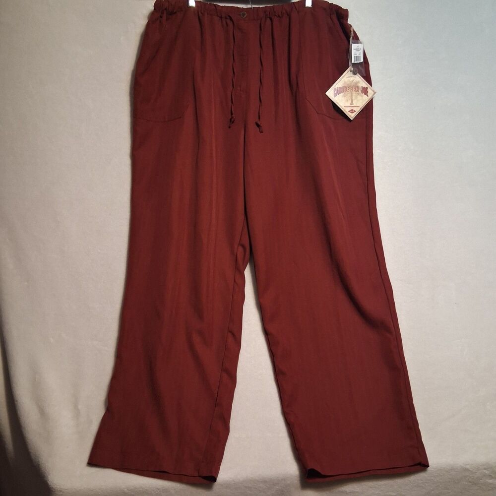 Caribbean Joe 3X Pants Drawstring Brick Red Wide Leg Beach Coastal Comfort New